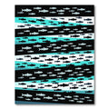 Schooling Fish Black Teal Stripes Rug