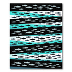 Schooling Fish Black Teal Stripes Rug
