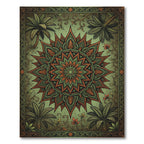 Ornate Sage Olive Tropical Medallion Rug