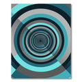 Abstract Teal Gray Concentric Tunnel Rug