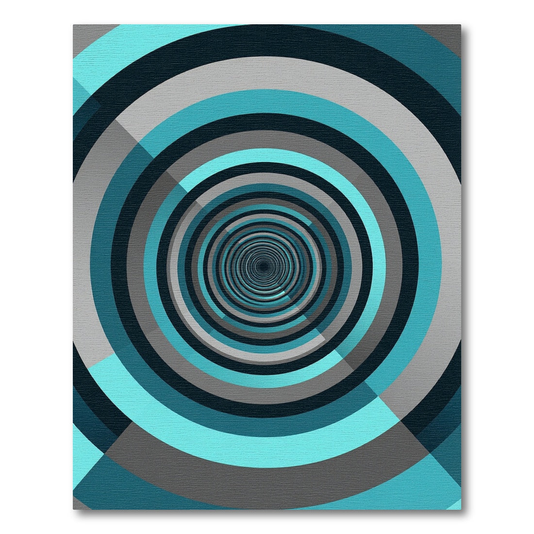 Abstract Teal Gray Concentric Tunnel Rug