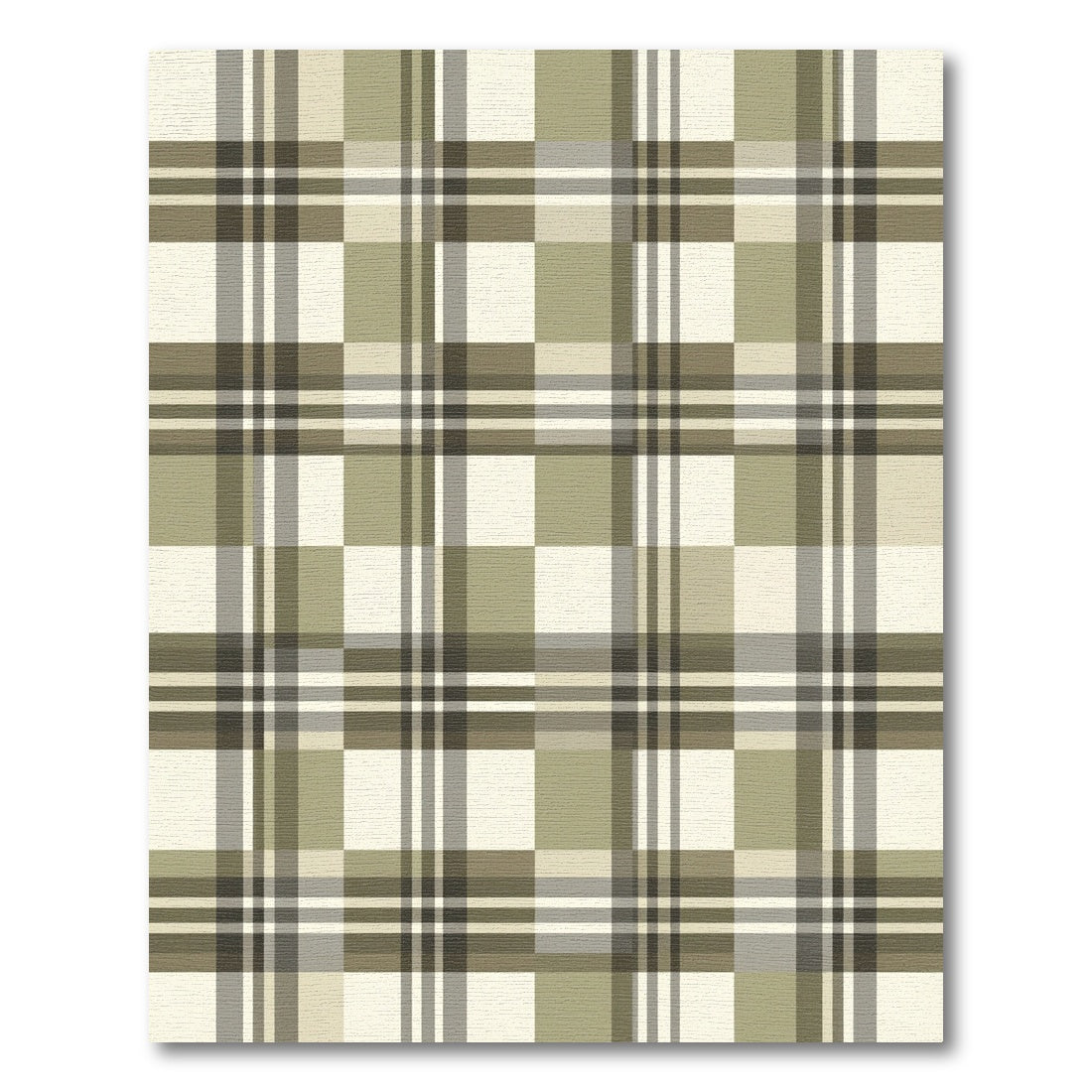 Earthy Tan and Olive Plaid Rug