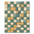 Midcentury Modern Sage and Ochre Tiling Rug