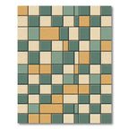 Midcentury Modern Sage and Ochre Tiling Rug