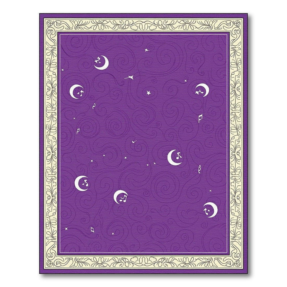 Purple Swirl Moon Music Night Sky Rug