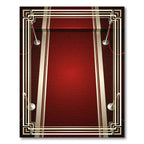 Art Deco Crimson Velvet Gala Border Rug