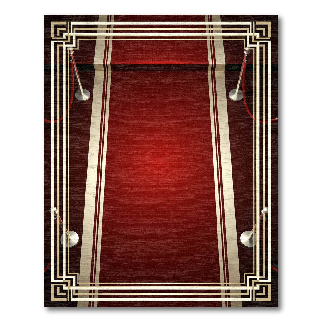 Art Deco Crimson Velvet Gala Border Rug