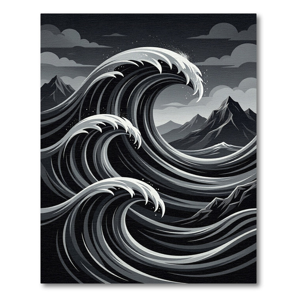 Monochromatic Crashing Wave Landscape Rug