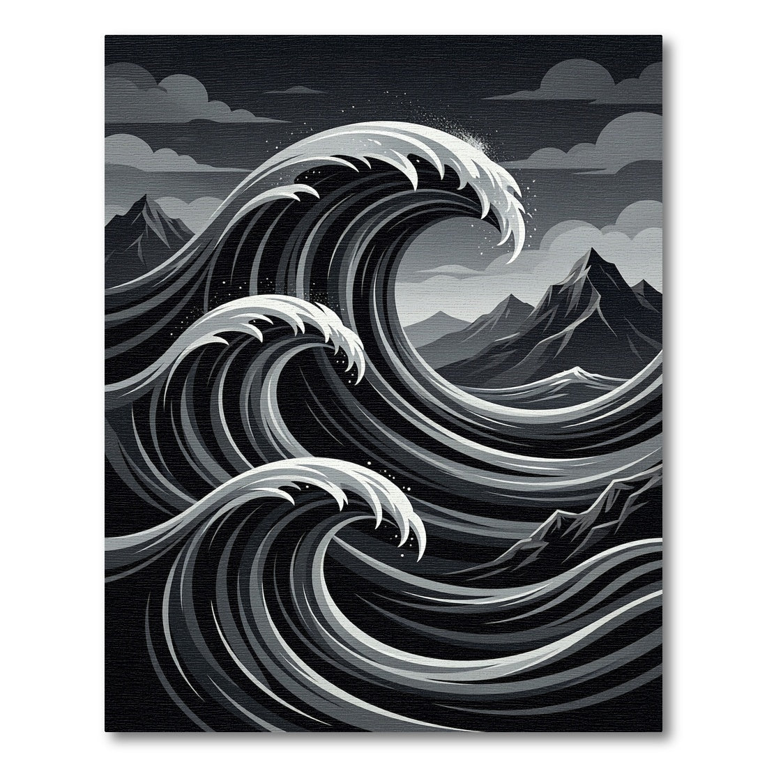 Monochromatic Crashing Wave Landscape Rug