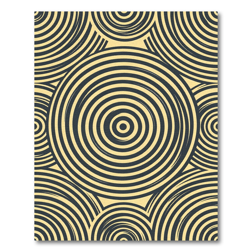 Golden Concentric Circles Abstract Geometric Rug
