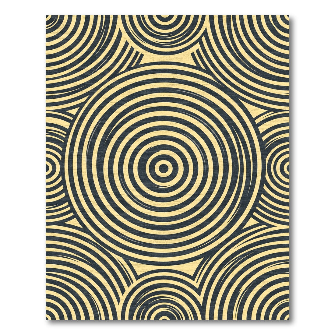 Golden Concentric Circles Abstract Geometric Rug