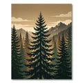 Earthy Forest Mountain Silhouette Landscape Rug