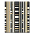 Black Tan White Rectangular Stripe Rug