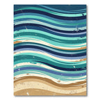 Abstract Wavy Teal Blue Sand Rug