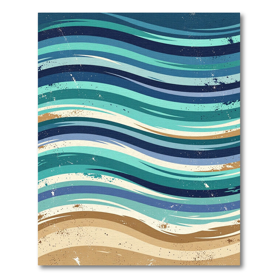 Abstract Wavy Teal Blue Sand Rug