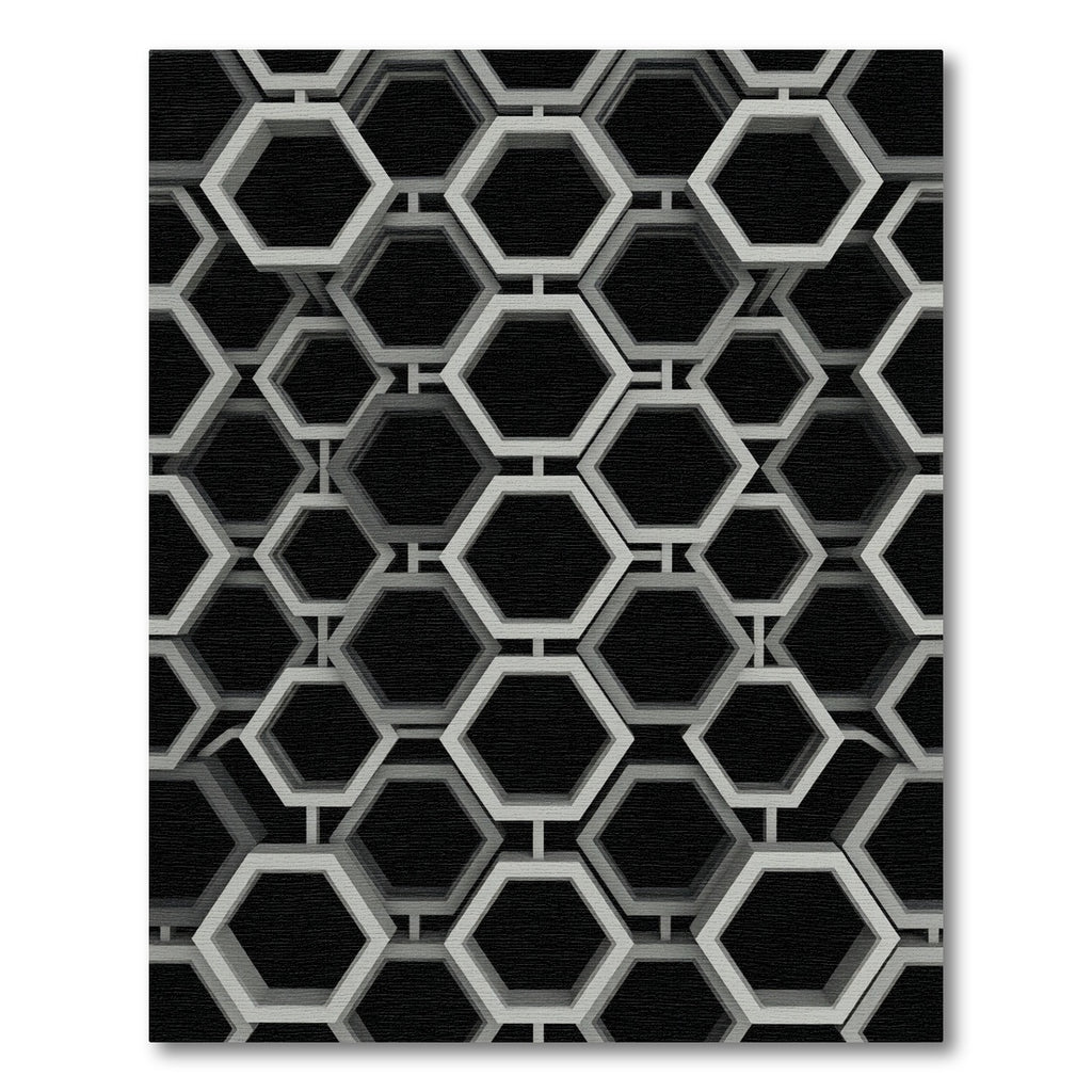 Gray Interlocking Hexagon Geometric Rug