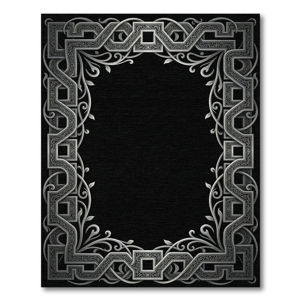 Ornate Silver Celtic Knot Border Rug