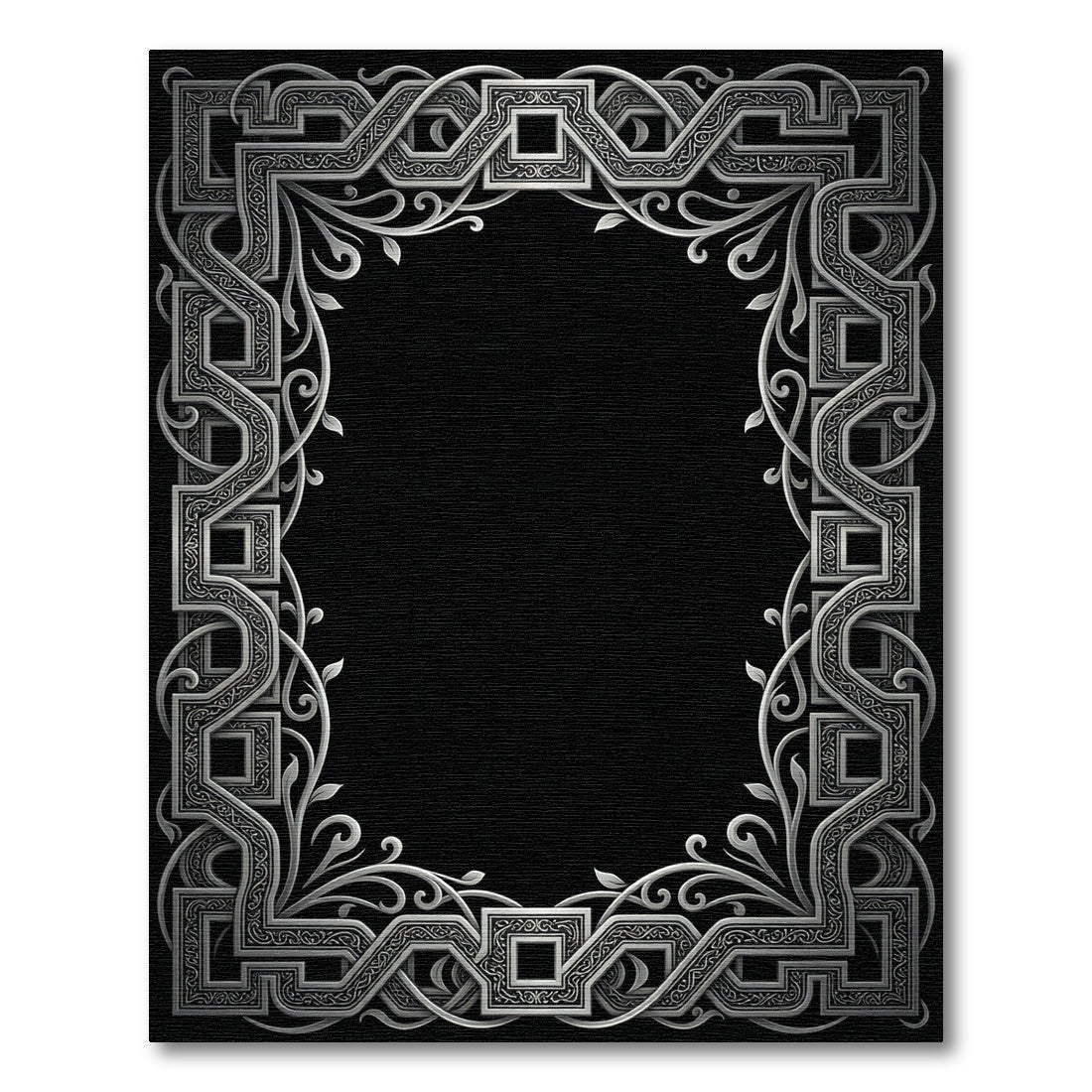 Ornate Silver Celtic Knot Border Rug
