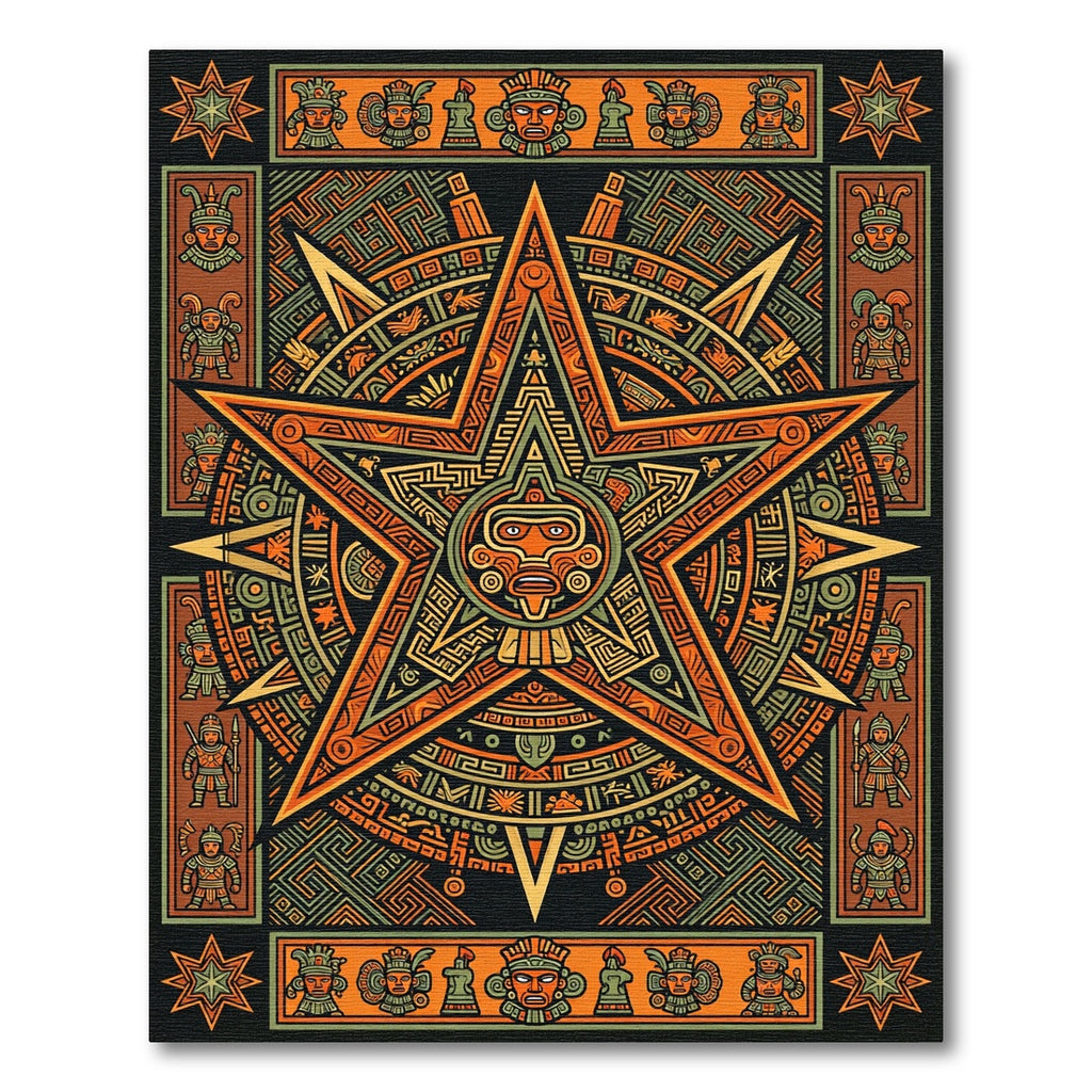 Earthy Aztec Star Geometric Medallion Rug
