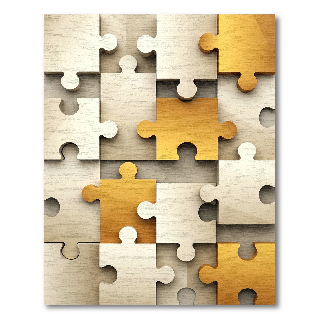 Golden Cream Jigsaw Interlock Rug