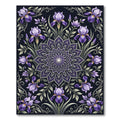 Elegant Violet Iris Mandala Botanical Rug