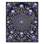 Elegant Violet Iris Mandala Botanical Rug