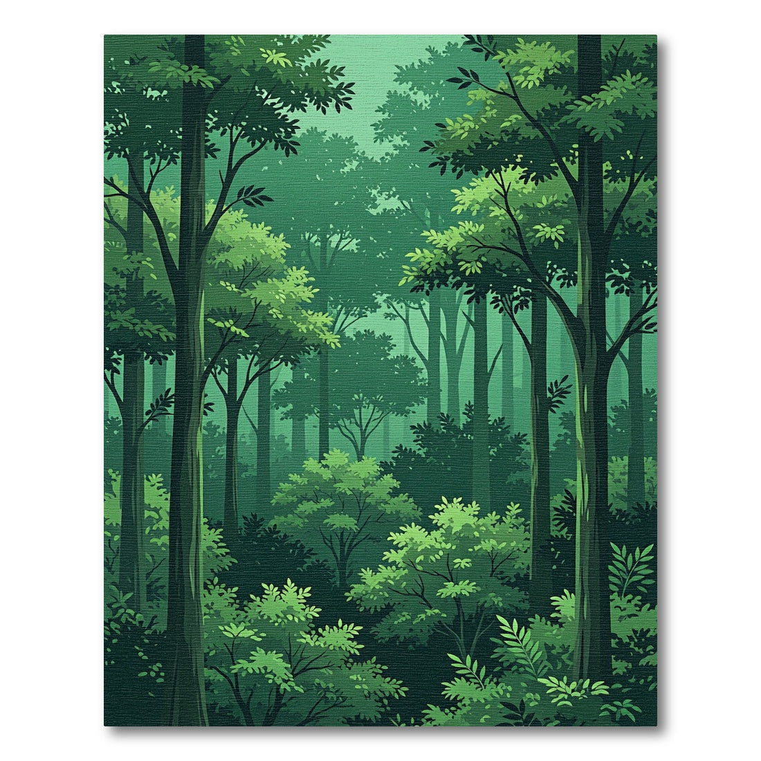 Lush Emerald Deep Forest Foliage Rug