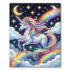 Whimsical Rainbow Unicorn Starry Night Rug