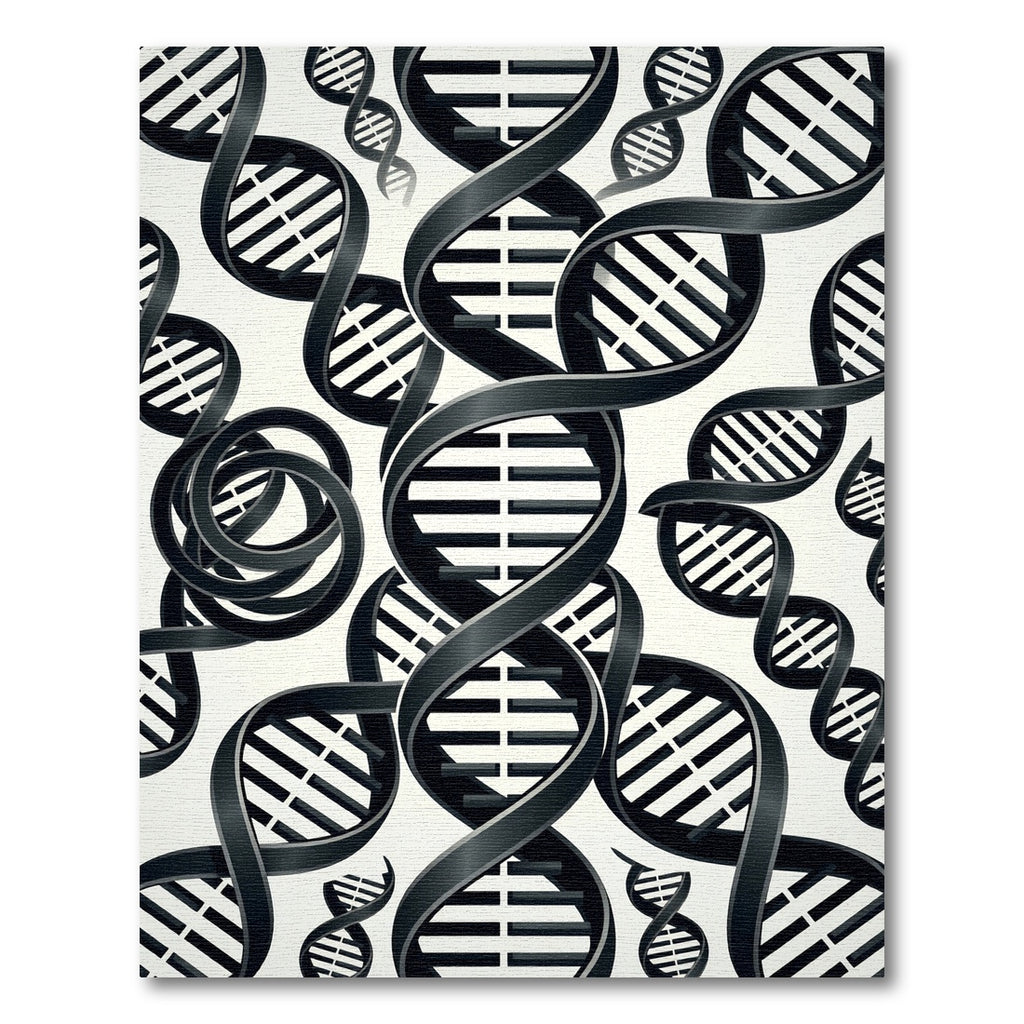 Black DNA Helix Abstract Art Rug