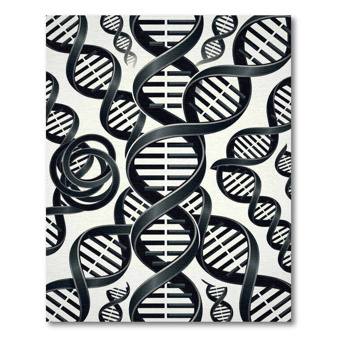 Black DNA Helix Abstract Art Rug