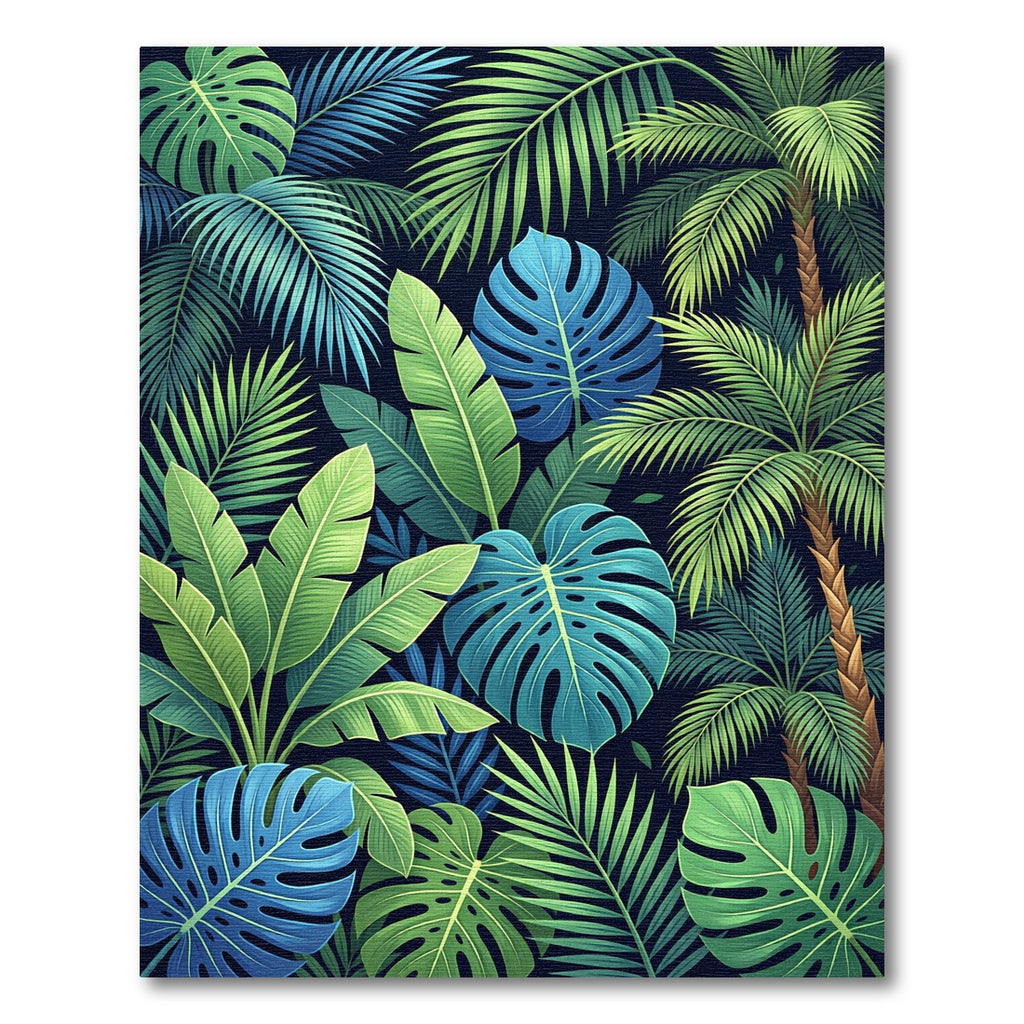 Lush Tropical Foliage Botanical Fern Rug