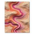 Coral Pink Gradient Topographic Waves Rug