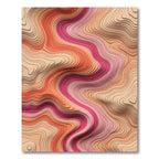 Coral Pink Gradient Topographic Waves Rug