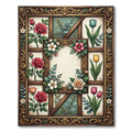 Vintage Ornate Floral Frame Garden Rug