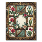 Vintage Ornate Floral Frame Garden Rug