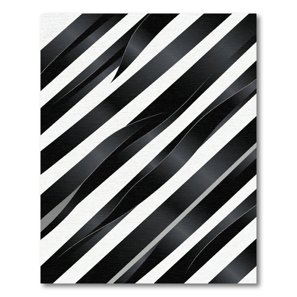 Chic Black White Diagonal Ribbon Rug