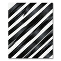 Chic Black White Diagonal Ribbon Rug