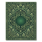 Dark Emerald Floral Scroll Medallion Rug