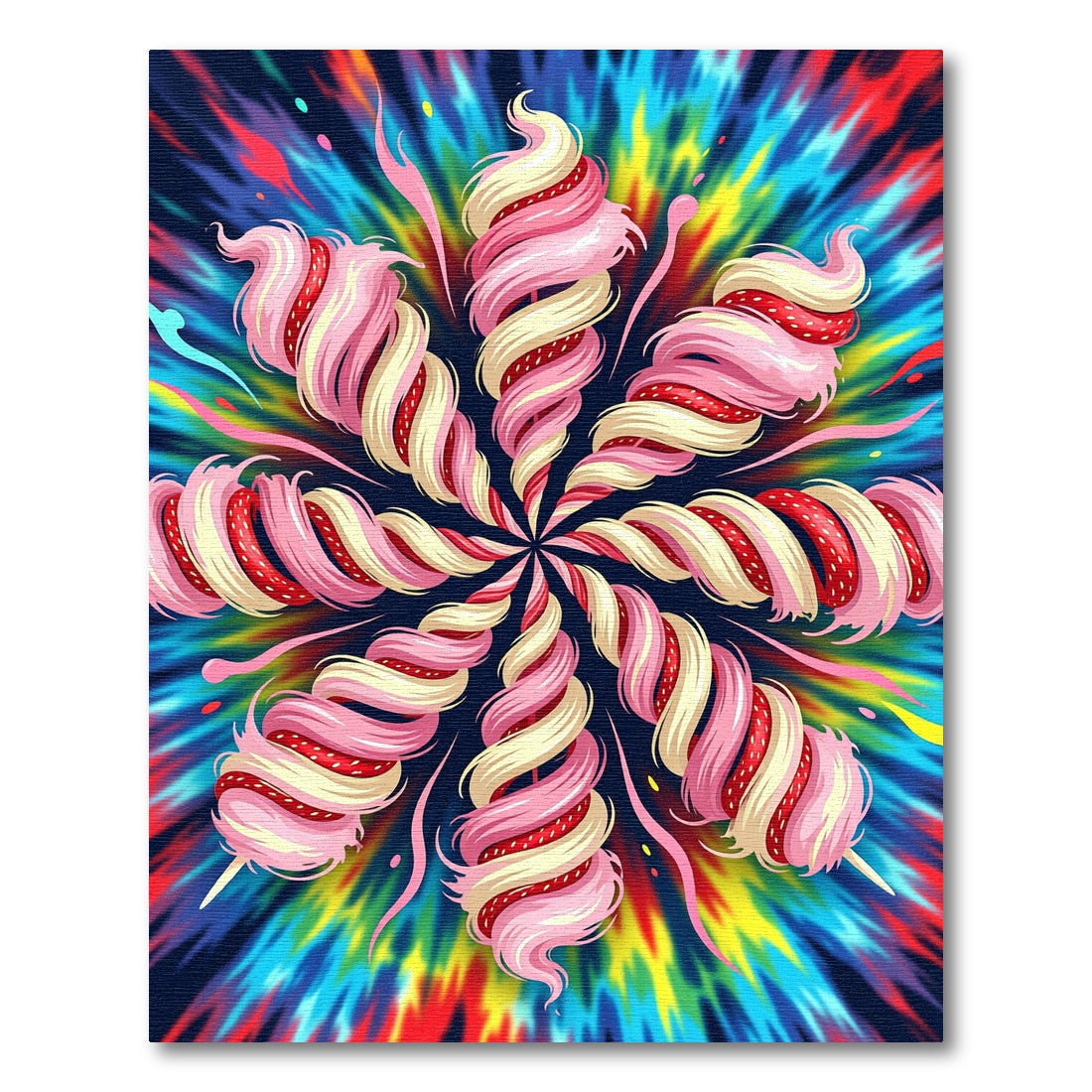 Whimsical Pink Strawberry Swirl Lollipop Rug