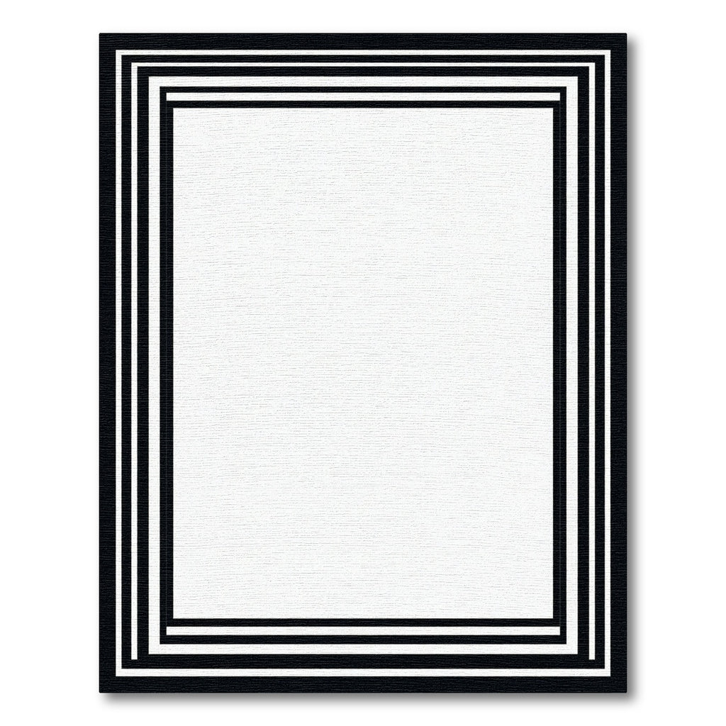 Minimalist Black White Geometric Border Rug