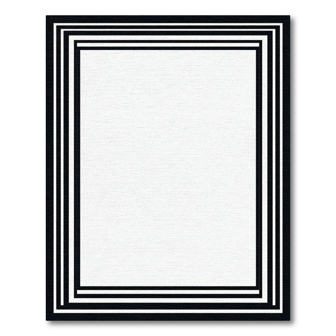 Minimalist Black White Geometric Border Rug