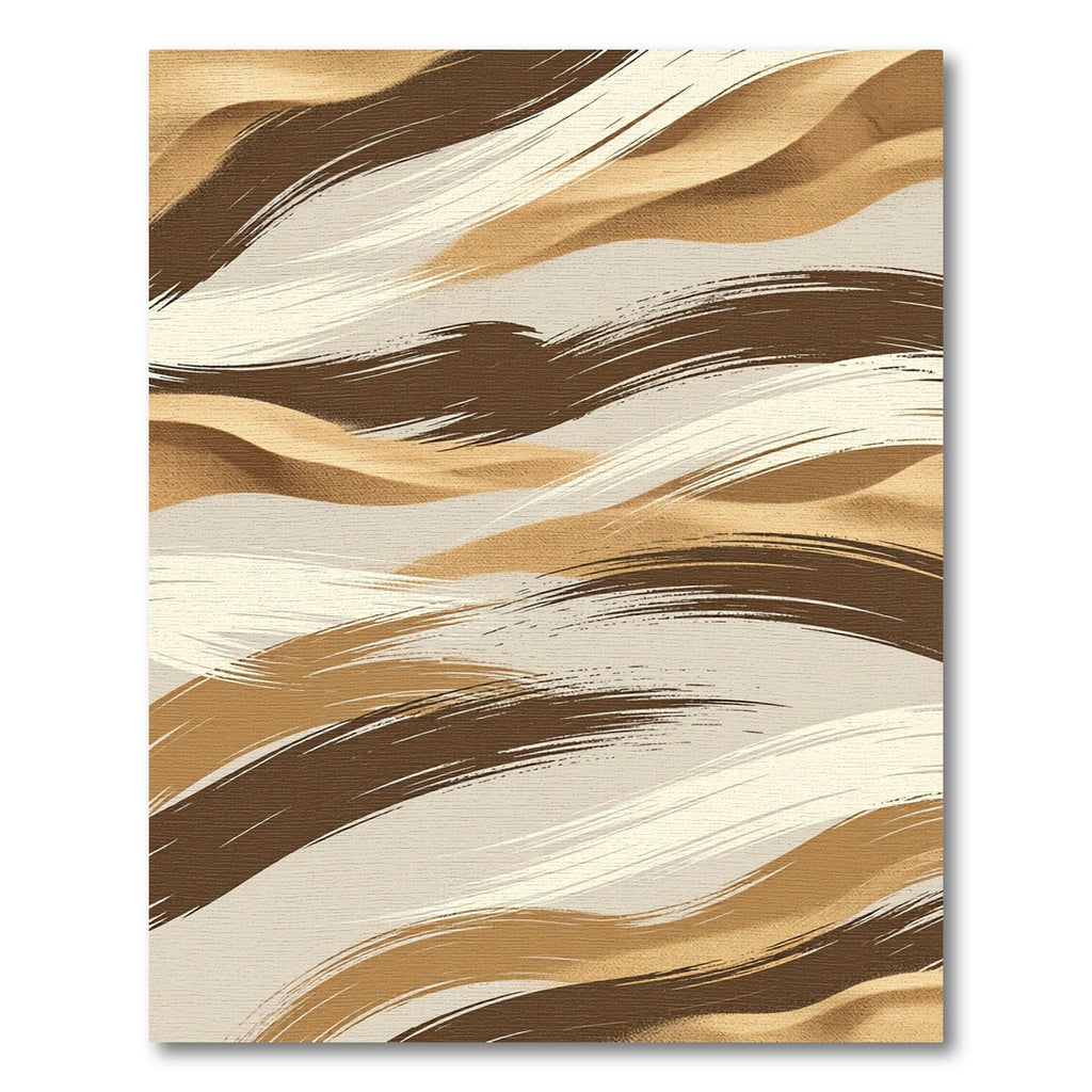 Abstract Earthy Tone Wavy Brushstroke Rug
