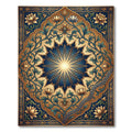 Radiant Navy Blue Gold Floral Medallion Rug