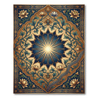 Radiant Navy Blue Gold Floral Medallion Rug