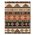 Terracotta Brown Geometric Tribal Stripe Rug