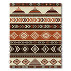 Terracotta Brown Geometric Tribal Stripe Rug