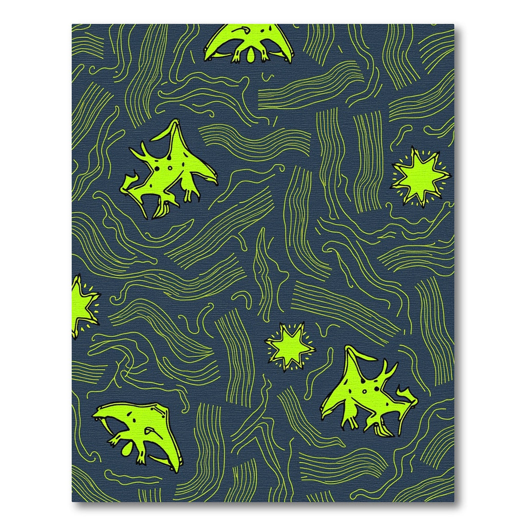 Neon Green Alien Swirls Rug