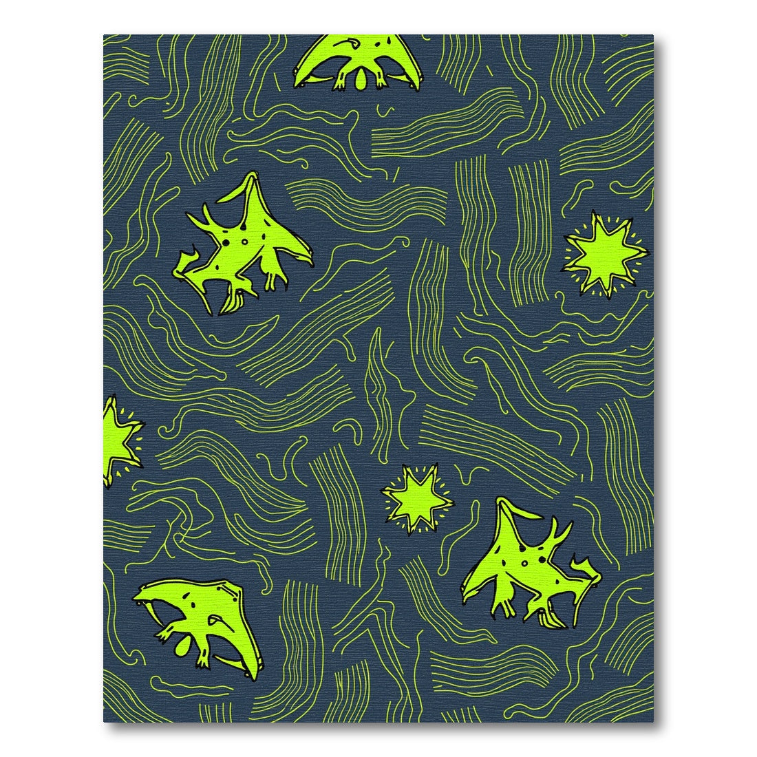 Neon Green Alien Swirls Rug