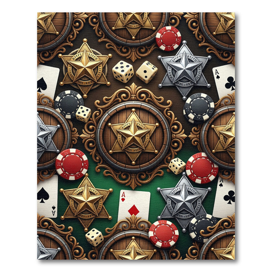 Western Sheriff Star Casino Gambling Rug