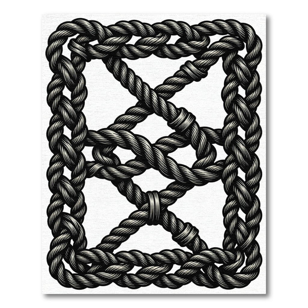 Charcoal Braided Knot Frame Rug